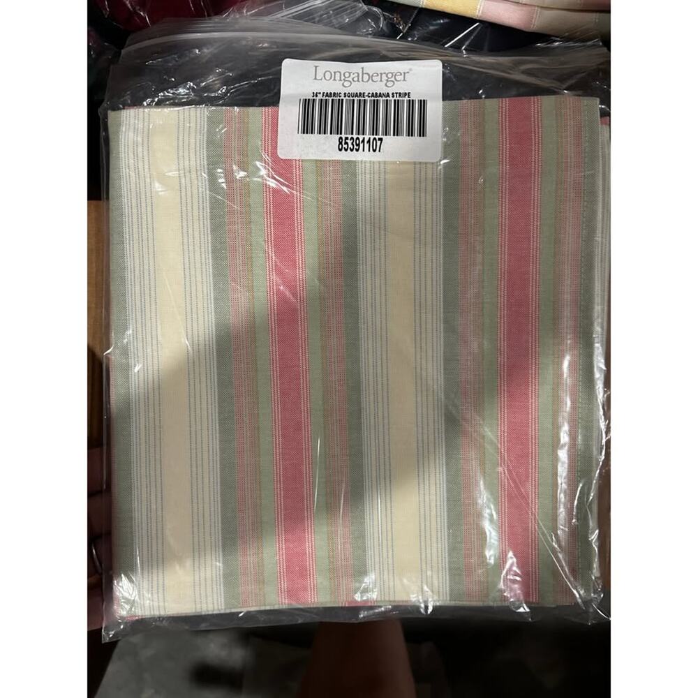 Longaberger Basket CABANA STRIPE Fabric 36" Table Square Cloth Fabric Pastel NEW
